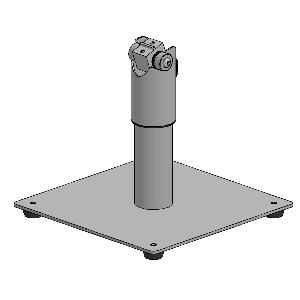 Spacepole, 120 mm stolpe på basplatta med gummifötter och duratiltfäste