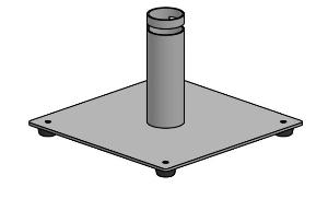 Spacepole, 80 mm stolpe på basplatta med gummifötter